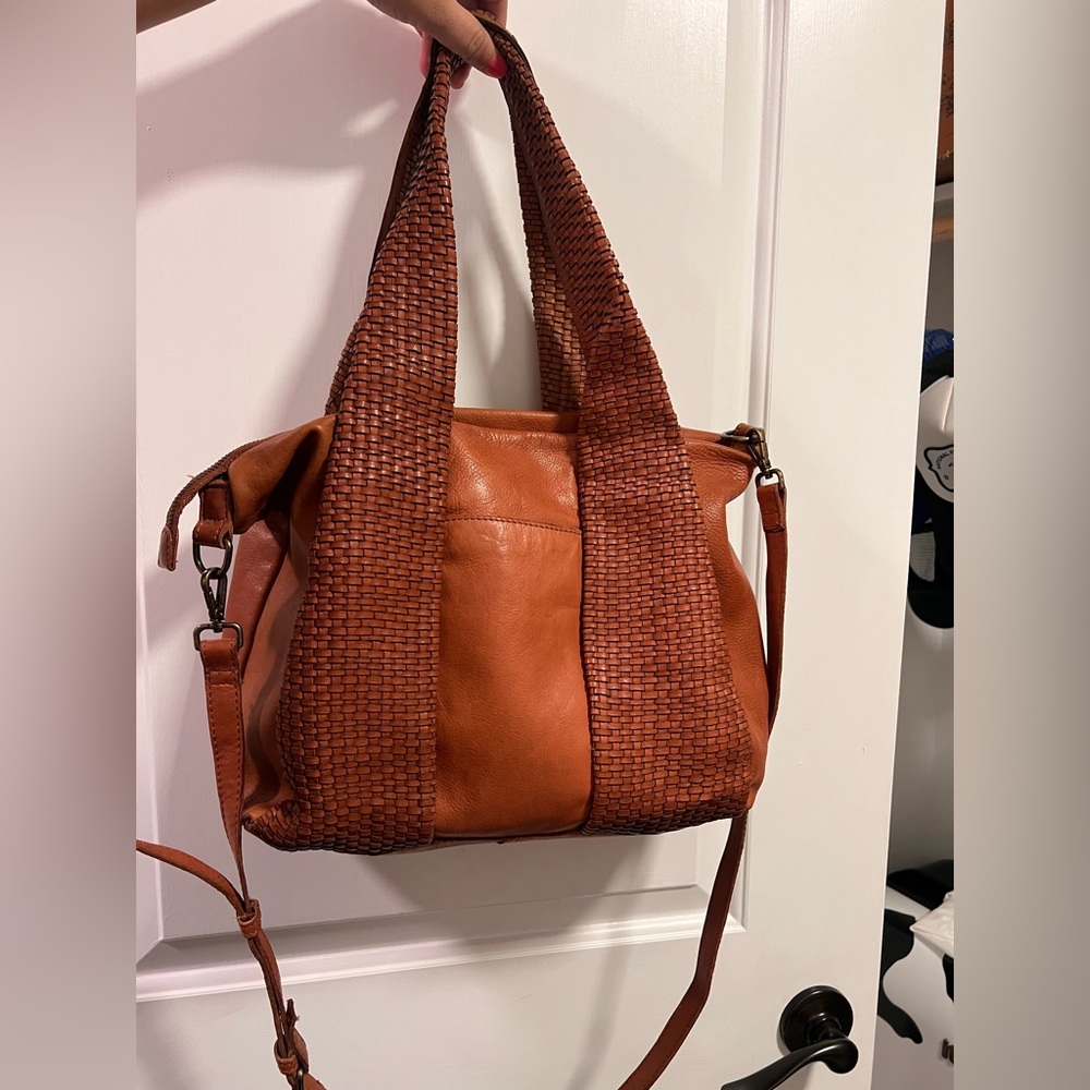 Brown Woven Leather Bag